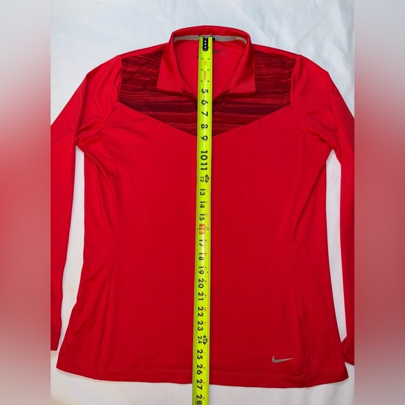 Nike Golf Size L Red Long Sleeve Quarter Zip Dri-Fit Shirt - Picture 2 of 7